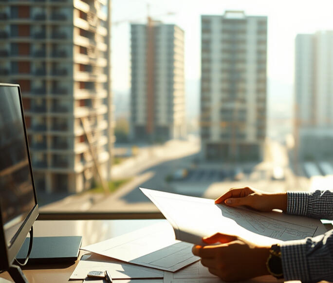 City skyline representing urban real estate development and planning projects