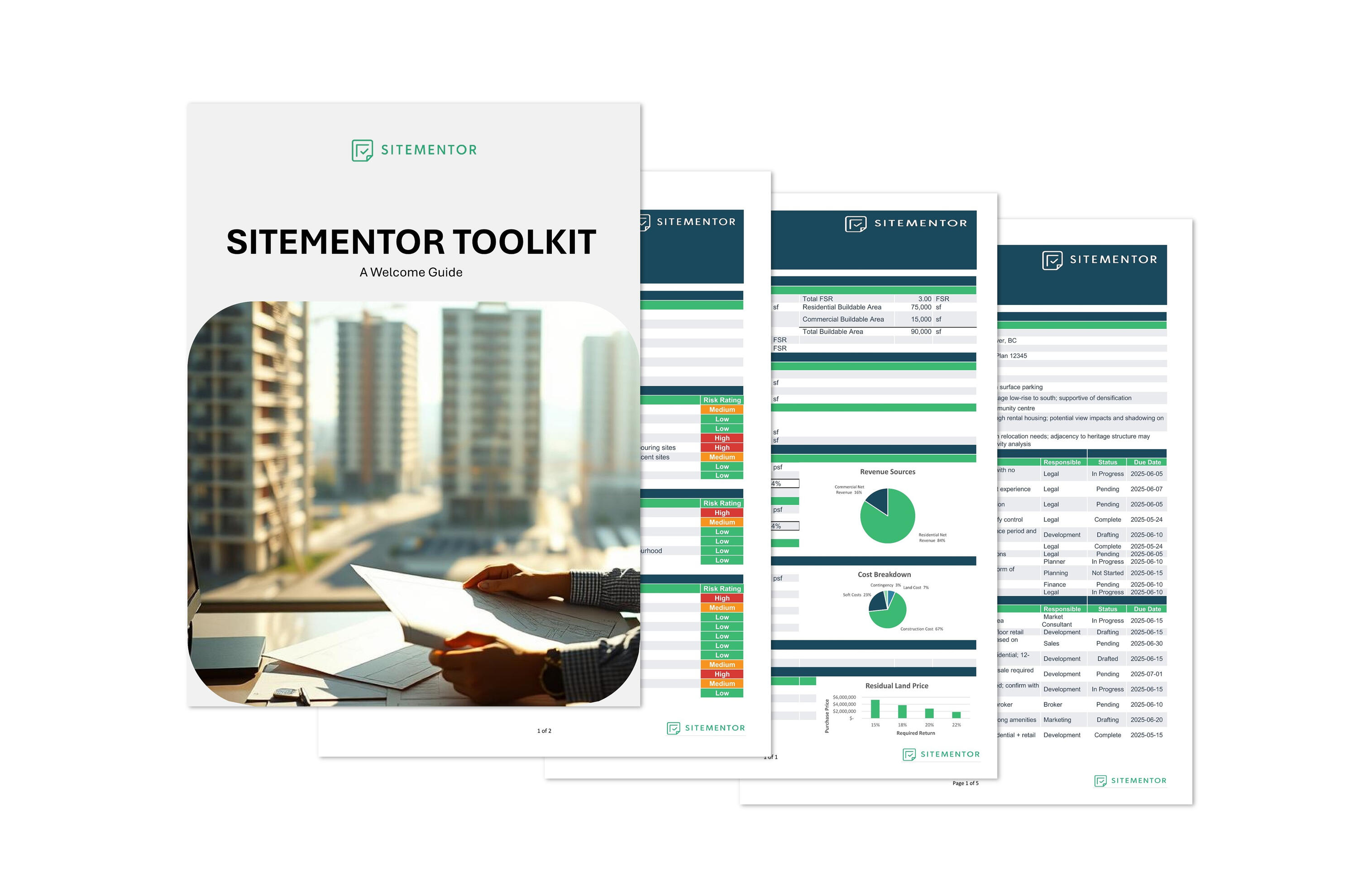 Image of checklists, and templates for real estate development.